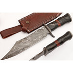 Handmade Damascus Hunting Knife // Buffalo Horn + Rosewood
