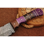 Handmade Damascus Steel Tracker Knife // Walnut Wood