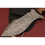 Handmade Damascus Steel Tracker Knife // Rosewood + Densy