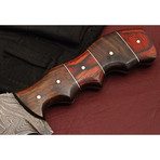 Handmade Damascus Steel Tracker Knife // Rosewood + Densy