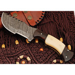 Handmade Damascus Steel Tracker Knife // Camel Bone + Rosewood