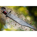 Handmade Damascus Steel Bowie Knife // Rosewood + Antler