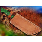 Handmade Damascus Steel Tanto Knife // Green Wood