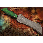 Handmade Damascus Steel Tanto Knife // Green Wood