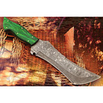 Handmade Damascus Steel Tanto Knife // Green Wood