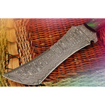 Handmade Damascus Steel Tanto Knife // Green Wood