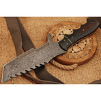 Handmade Damascus Steel Tracker Knife // Makala Wood