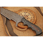 Handmade Damascus Steel Tracker Knife // Makala Wood