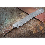 Handmade Damascus Steel Tanto Long Knife // Sheep Horn