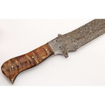 Handmade Damascus Steel Tanto Long Knife // Sheep Horn