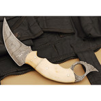 Damascus Steel Karambit Dagger // Camel Bone