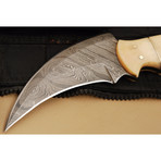 Damascus Steel Karambit Dagger // Camel Bone