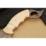 Damascus Steel Karambit Dagger // Camel Bone