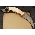 Damascus Steel Karambit Dagger // Camel Bone