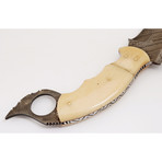 Damascus Steel Karambit Dagger // Camel Bone