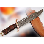 Handmade Damascus Steel Bowie Knife // Rosewood