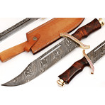 Handmade Damascus Steel Bowie Knife // Rosewood