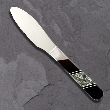 Serrated Obsidian Cheese Slicer // Abalone + Zinc