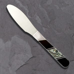 Serrated Obsidian Cheese Slicer // Abalone + Zinc