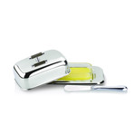 Stainless Steel Rectagular Butter Dish + Small Butter Knife