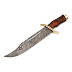 Handmade Damascus Steel Bowie Knife // Rosewood