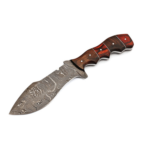 Handmade Damascus Steel Tracker Knife // Rosewood + Densy