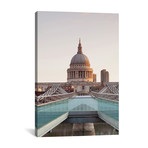 St. Paul`s Cathedral II, Millennium Bridge, London, England // Panoramic Images (18"W x 26"H x .75"D)