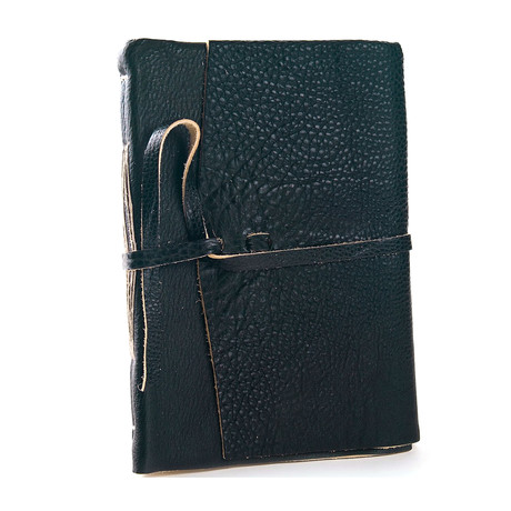 Wrap-Leather Journal + Amalfi Pages // Black (6"L x 9"W)