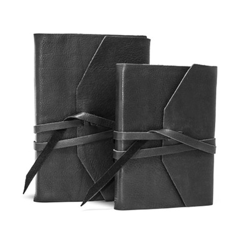 Wrap-Leather Journal Refillable // Black (5"L x 7"W // Lined)
