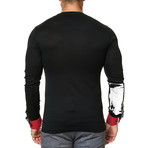 V-Neck Solid Dress Shirt // Black (XS)