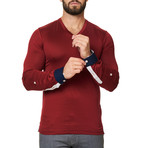 V-Neck Long Sleeve Shirt // Red (XS)
