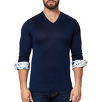 V-Neck Long Sleeve Shirt // Navy (XL)
