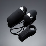 R4 Bullet Vibrator With Remote + B4 Couple's Ring (Black + Black)