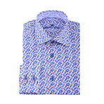 Don Abstract Squares Button-Up Shirt // Blue (XL)