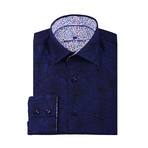 Nati Circle Button-Up Shirt // Navy Blue (M)