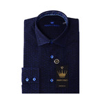 JQ Cubes Button-Up Shirt // Navy Blue (L)