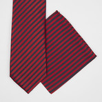 Stripe Silk Tie + Pocket Square // Red + Black