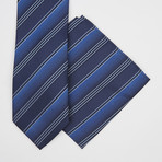 Striped Silk Tie + Pocket Square // Navy Blue
