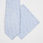 Floral Silk Tie + Pocket Square // Baby Blue