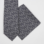 Floral Silk Tie + Pocket Square // Navy Blue