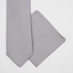 Mini Dotted Silk Tie + Pocket Square // Grey