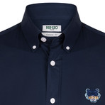 Kenzo Tiger Crest Dress Shirt // Navy Blue (M)