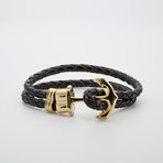 Jean Claude Jewelry // Anchor Hook Leather Bracelet // Black + Gold