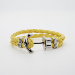 Jean Claude Jewelry // Leather + Steel Anchor Hook Bracelet (Yellow)