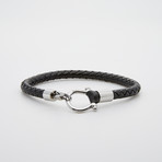 Jean Claude Jewelry // Black Leather + Stainless Steel "D" Clamp Bracelet // Black + Silver