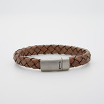 Jean Claude Jewelry // Leather + Stainless Steel Bracelet // Brown + Silver