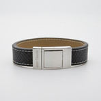 Jean Claude Jewelry // Black Leather Bracelet // Stainless Steel Buckle