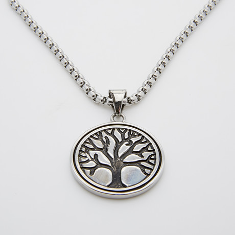 Tree Of Life Carved Necklace // Silver