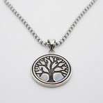 Tree Of Life Carved Necklace // Silver