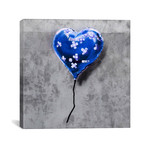 Bandage Heart Blue // Banksy (18"W x 18"H x .75"D)